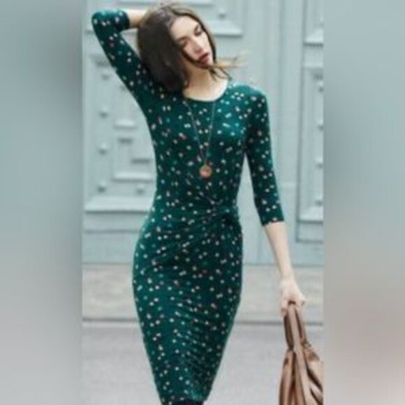 Boden Rosalie Twist Front Polka Dot Dress - Picture 1 of 11